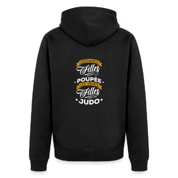 Les vraies font du judo - Veste à capuche bio Premium Unisexe - noir - Dos - Nico (187cm)