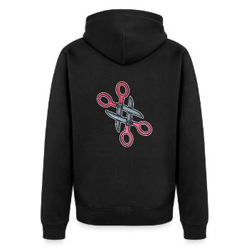 scheren - Unisex Premium Bio Zip Hoodie - Schwarz - Hinten - Nico (187cm)