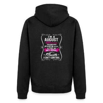 AUGUST WOMAN - Unisex Premium Organic Zip Hoodie - black - Back - Nico (187cm)