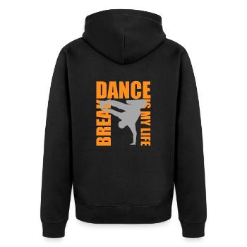 break dance is my life - Unisex Premium Bio Zip Hoodie - Schwarz - Hinten - Nico (187cm)