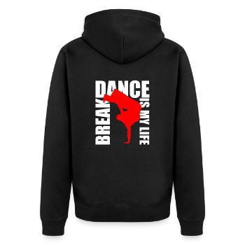 break dance is my life - Unisex Premium Bio Zip Hoodie - Schwarz - Hinten - Nico (187cm)