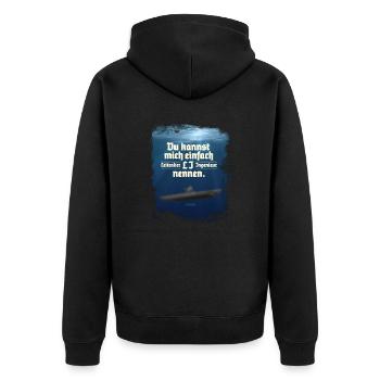 Leitender Ingenieur LI - Unisex Premium Bio Zip Hoodie - Schwarz - Hinten - Nico (187cm)