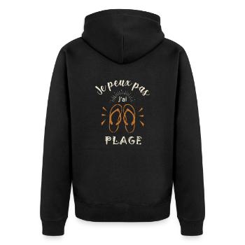 je peux pas j ai PLAGE cadeau noel humour tshirt - Veste à capuche bio Premium Unisexe - noir - Dos - Nico (187cm)