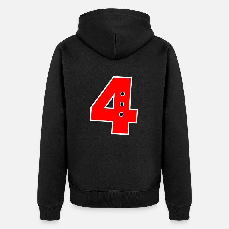 Numéro 4 rouge - Veste à capuche bio Premium Unisexe - noir