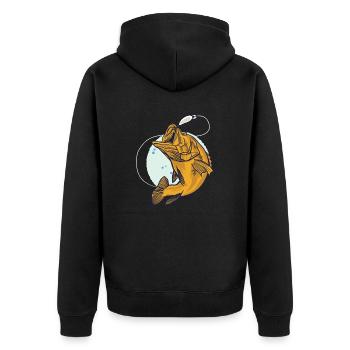 Perch on the hook - Unisex Premium Organic Zip Hoodie - black - Back - Nico (187cm)