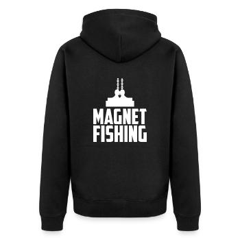 Magnet Fishing / Magnet Fischen / Sondel / Sondeln - Unisex Premium Bio Zip Hoodie - Schwarz - Hinten - Nico (187cm)