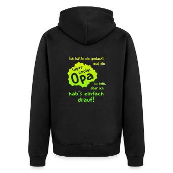 Opa - Super Cool - Unisex Premium Bio Zip Hoodie - Schwarz - Hinten - Nico (187cm)