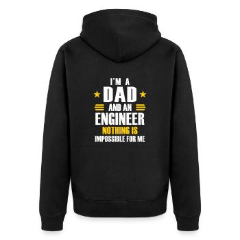 I'm a dad and a engineer nothing is impossible - Unisex Premium Organic Zip Hoodie - black - Back - Nico (187cm)