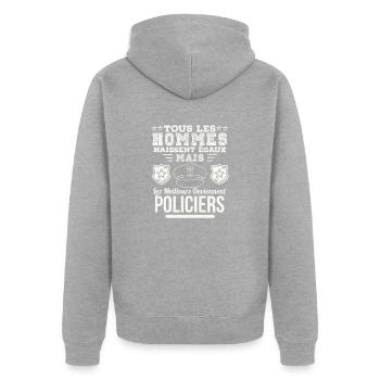 Policiers - Veste à capuche bio Premium Unisexe - gris chiné - Dos - Nico (187cm)