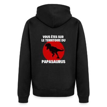 VOUS ÊTES SUR LE TERRITOIRE DU PAPASAURUS - Veste à capuche bio Premium Unisexe - noir - Dos - Nico (187cm)