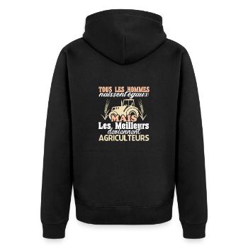 Les MEILLEURS hommes deviennent agriculteurs - Veste à capuche bio Premium Unisexe - noir - Dos - Nico (187cm)