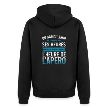 Un agriculteur ne compte pas ses heure humour - Veste à capuche bio Premium Unisexe - noir - Dos - Nico (187cm)