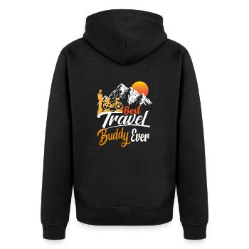 best travel bike buddy ever - Unisex Premium Bio Zip Hoodie - Schwarz - Hinten - Nico (187cm)