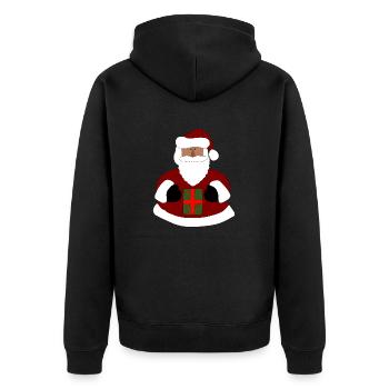 Weihnachtsmann mit Geschenk - Unisex Premium Bio Zip Hoodie - Schwarz - Hinten - Nico (187cm)