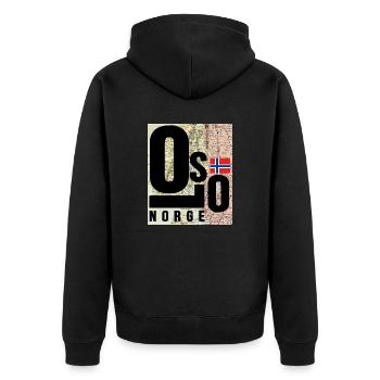 Oslo Norwegen - Unisex Premium Bio Zip Hoodie - Schwarz - Hinten - Nico (187cm)