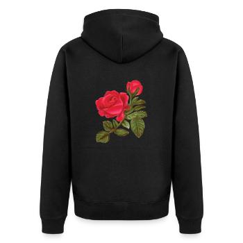 Rose Aquarelle peinte à la main - Veste à capuche bio Premium Unisexe - noir - Dos - Nico (187cm)