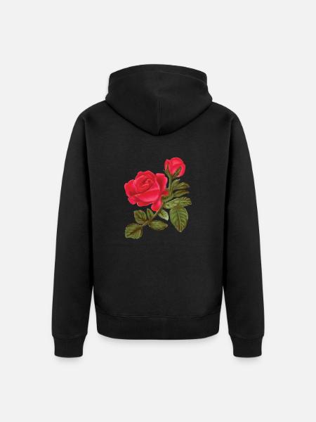 Rosen Aquarell handgemalt - Unisex Premium Bio Zip Hoodie - Schwarz