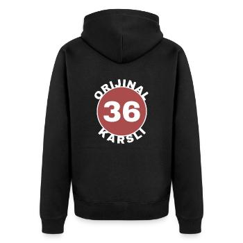 Kars - Unisex Premium Bio Zip Hoodie - Schwarz - Hinten - Nico (187cm)