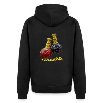Venezuela maracas - Unisex Premium Bio Zip Hoodie - Schwarz - Hinten - Nico (187cm)