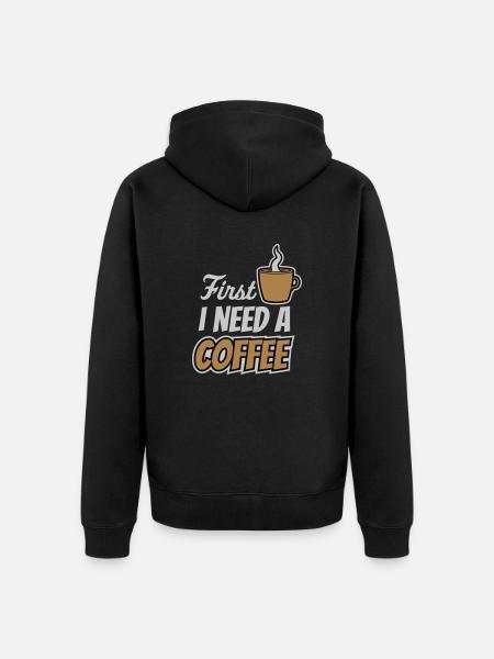 Fist I need Coffee - Unisex Premium Organic Zip Hoodie - black