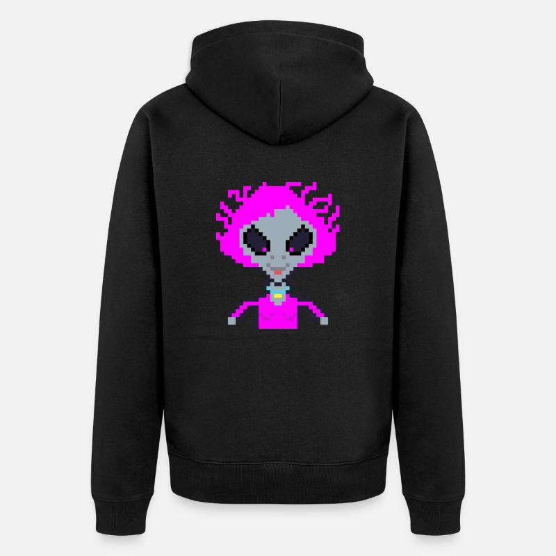 Pixel Alien « Violet Crazy » - Veste à capuche bio Premium Unisexe - noir