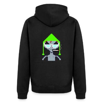 Pixel Alien « Fumée d’été » - Veste à capuche bio Premium Unisexe - noir - Dos - Nico (187cm)