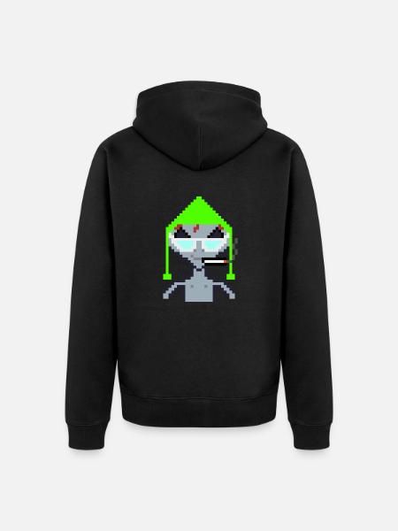Pixel Alien "Summer Smoke" - Unisex Premium Organic Zip Hoodie - black