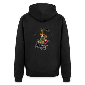 Oldschool Schlangen Tattoo - Unisex Premium Bio Zip Hoodie - Schwarz - Hinten - Nico (187cm)