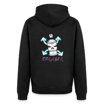 Sprayer - Unisex Premium Bio Zip Hoodie - Schwarz - Hinten - Nico (187cm)