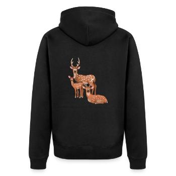 Axis deer family - Unisex Premium Organic Zip Hoodie - black - Back - Nico (187cm)