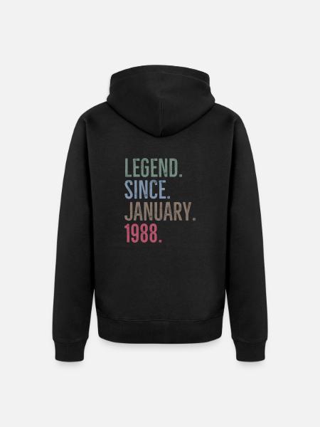 Legend Since January 1988 - Unisex Premium Organic Zip Hoodie - black