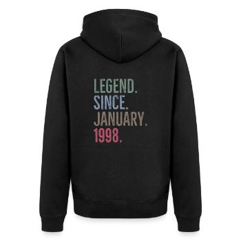 Legend Since January 1998 - Unisex Premium Organic Zip Hoodie - black - Back - Nico (187cm)