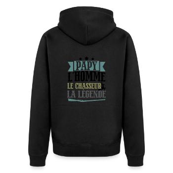 Papy l'homme le chasseur légende cadeau retraite - Veste à capuche bio Premium Unisexe - noir - Dos - Nico (187cm)