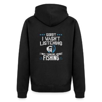 Sorry i wasn't listening i was thiking about fish - Veste à capuche bio Premium Unisexe - noir - Dos - Nico (187cm)