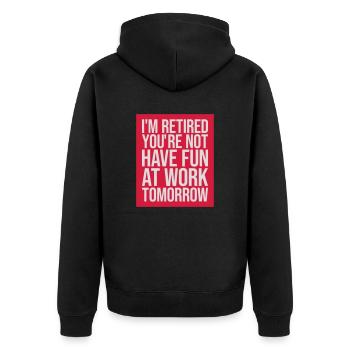 have fun at work - Unisex Premium Bio Zip Hoodie - Schwarz - Hinten - Nico (187cm)