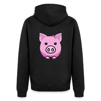 Cochon doux Cochon Cochon Porc Kawaii Animal 3 - Veste à capuche bio Premium Unisexe - noir - Dos - Nico (187cm)