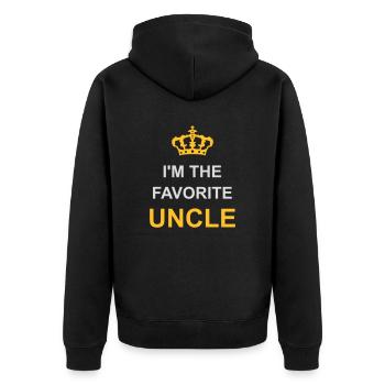 im the favorite uncle - Unisex Premium Bio Zip Hoodie - Schwarz - Hinten - Nico (187cm)