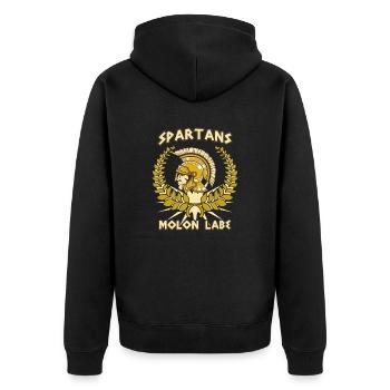 Molon Labe Sparta Helm Spartaner Spartacus - Unisex Premium Bio Zip Hoodie - Schwarz - Hinten - Nico (187cm)