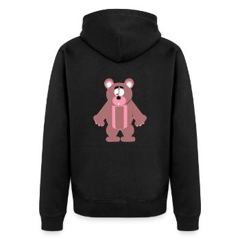 Kazou the grumpy bear - Unisex Premium Organic Zip Hoodie - black - Back - Nico (187cm)