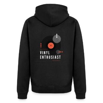 Vinyl Enthusiast - Unisex Premium Organic Zip Hoodie - black - Back - Nico (187cm)