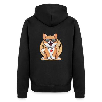 Shiba Inu avec lunettes de soleil et chaîne cardiaque - Veste à capuche bio Premium Unisexe - noir - Dos - Nico (187cm)