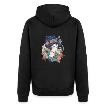 Femme rétro - Veste à capuche bio Premium Unisexe - noir - Dos - Nico (187cm)
