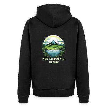 Bergsee-Idylle T-Shirt - Schönheit der Natur fest - Unisex Premium Bio Zip Hoodie - Schwarz - Hinten - Nico (187cm)