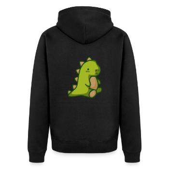 Süßer Dinosaurus, der wie ein Teddybär aussieht - Unisex Premium Bio Zip Hoodie - Schwarz - Hinten - Nico (187cm)