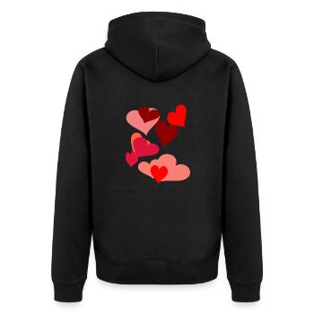 Symbol Herzen Herz Romantik Liebe herzlich - Unisex Premium Bio Zip Hoodie - Schwarz - Hinten - Nico (187cm)