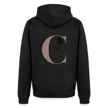 letter C magic butterfly - Unisex Premium Organic Zip Hoodie - black - Back - Nico (187cm)