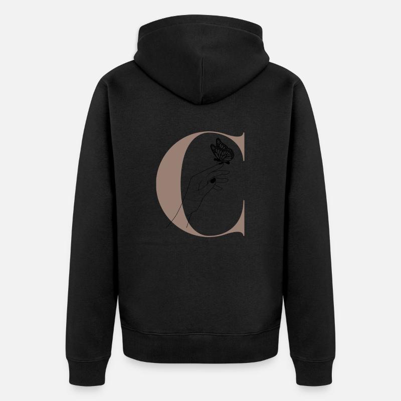 lettre C papillon magique - Veste à capuche bio Premium Unisexe - noir