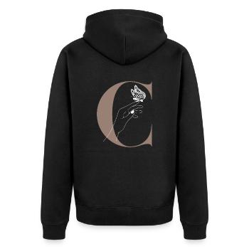 letter C magic butterfly - Unisex Premium Organic Zip Hoodie - black - Back - Nico (187cm)