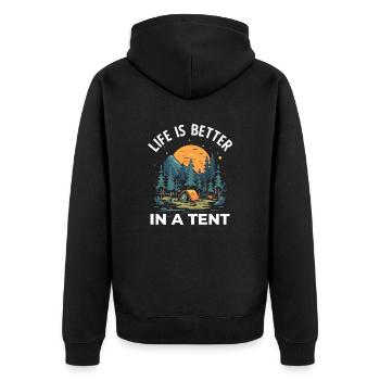 Life is Better in a Tent Camping Hiking - Unisex Premium Organic Zip Hoodie - black - Back - Nico (187cm)
