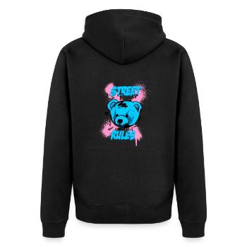Street Rules - Unisex Premium Organic Zip Hoodie - black - Back - Nico (187cm)